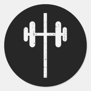 Workout Cross Barbel Pocket Christian Exercise Gym Classic Round Sticker