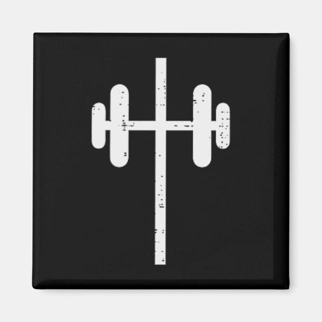 Workout Cross Barbel Pocket Christian Exercise Gym Magnet (Front)