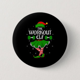 Workout Elf Christmas Family Girls Women Elf Squad 2 Inch Round Button