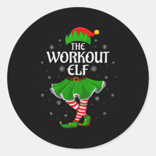 Workout Elf Christmas Family Girls Women Elf Squad Classic Round Sticker