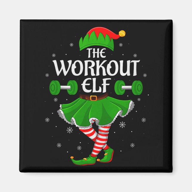 Workout Elf Christmas Family Girls Women Elf Squad Magnet (Front)