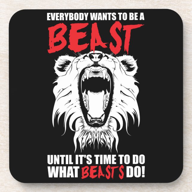 Workout Fitness Gym Motivation - Beast Coaster (Front)