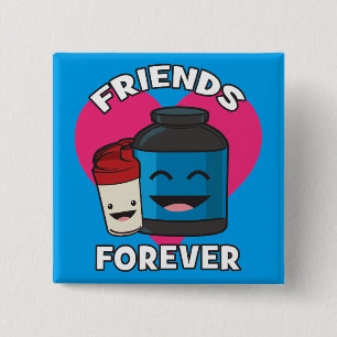 Workout Friends Forever - Cute Kawaii Funny Gym 2 Inch Square Button