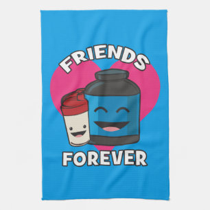 Workout Friends Forever - Cute Kawaii Funny Gym Kitchen Towel