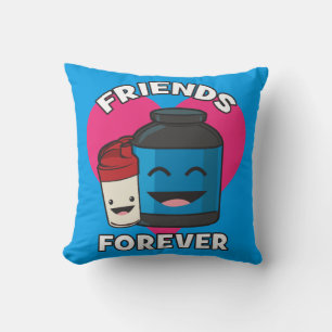 Workout Friends Forever - Cute Kawaii Funny Gym Throw Pillow