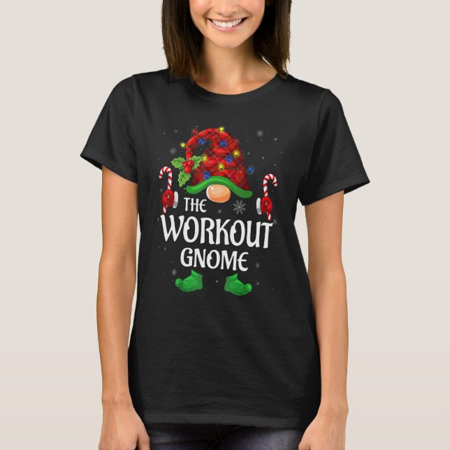 Workout Gnome Buffalo Red Plaid Matching Family Ch T-Shirt (Front)