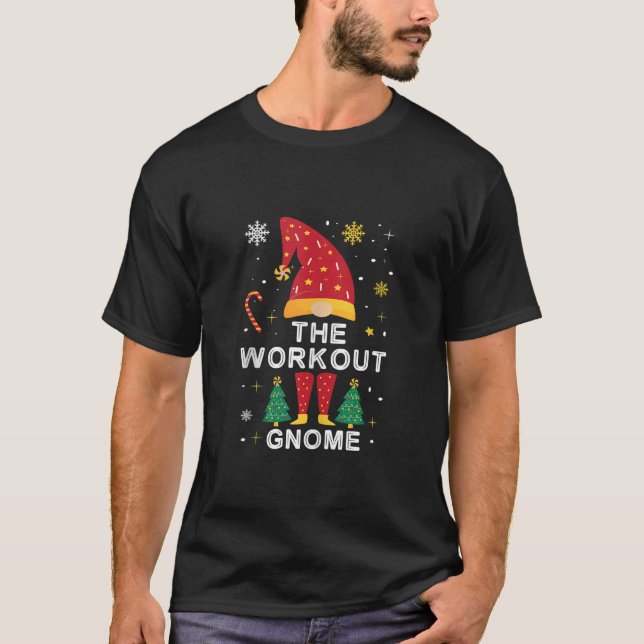 Workout Gnome Christmas Plaid Matching Family Funn T-Shirt (Front)