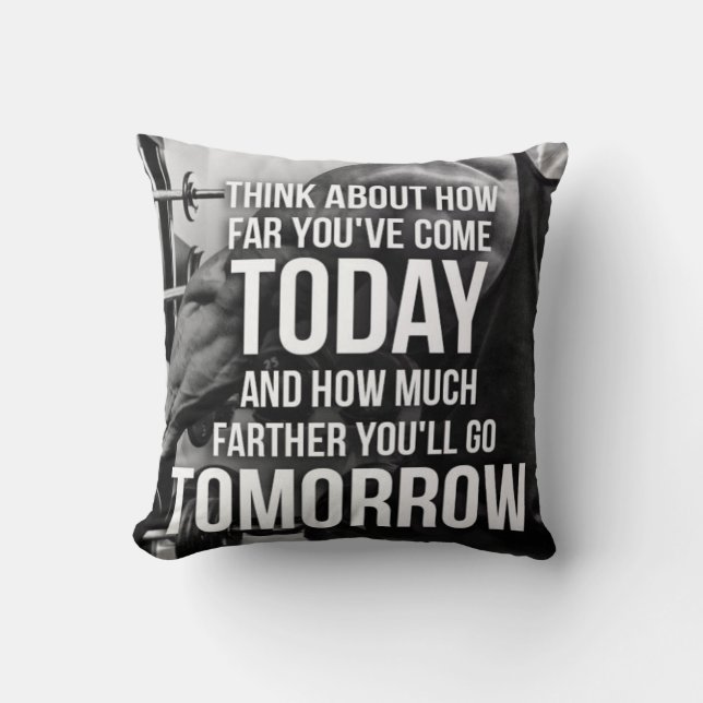 Workout Gym Motivational Throw Pillow (Front)