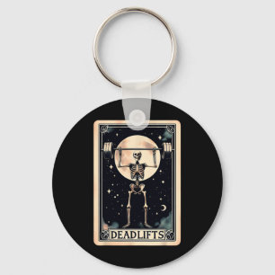 Workout Gym Weight Lifting Funny Halloween Skeleto Keychain
