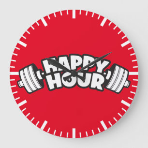 Workout - Happy Hour - Funny Gym Motivational Large Clock