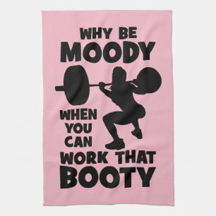 Workout Humor - Work That Booty, Women's Funny Gym Kitchen Towel