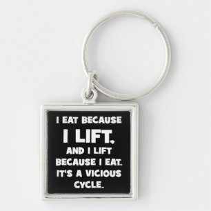 Workout Humour - I eat because I lift Keychain