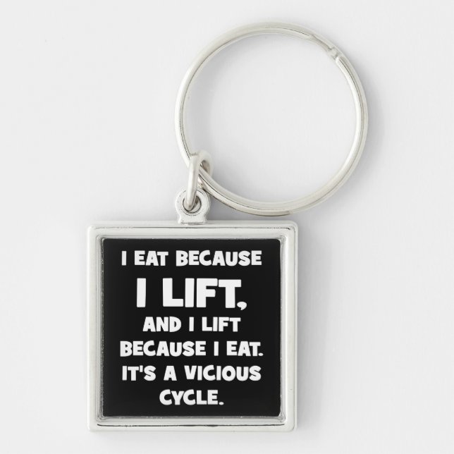 Workout Humour - I eat because I lift Keychain (Front)