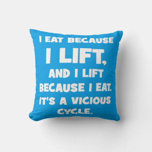 Workout Humour - I eat because I lift Throw Pillow