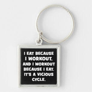 Workout Humour - I eat because I workout Keychain