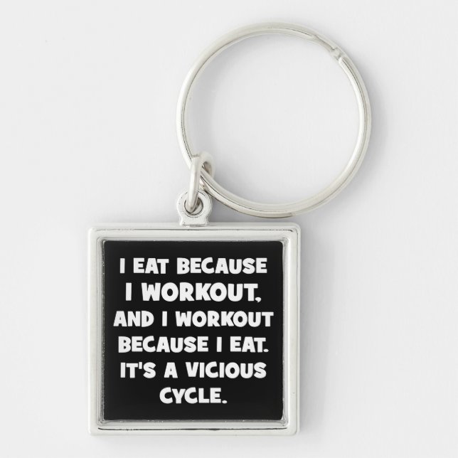 Workout Humour - I eat because I workout Keychain (Front)