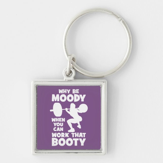 Workout Humour - Work That Booty, Women's Funny Gy Keychain (Front)