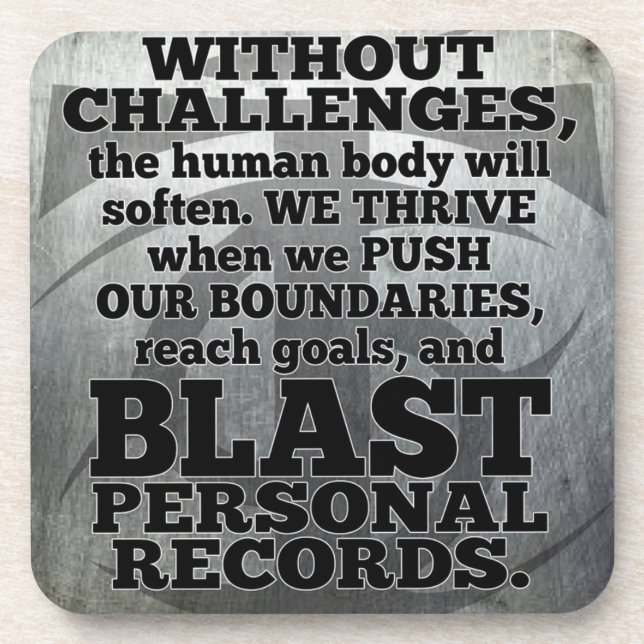 Workout Inspirational Words - Challenges and Goals Coaster (Front)