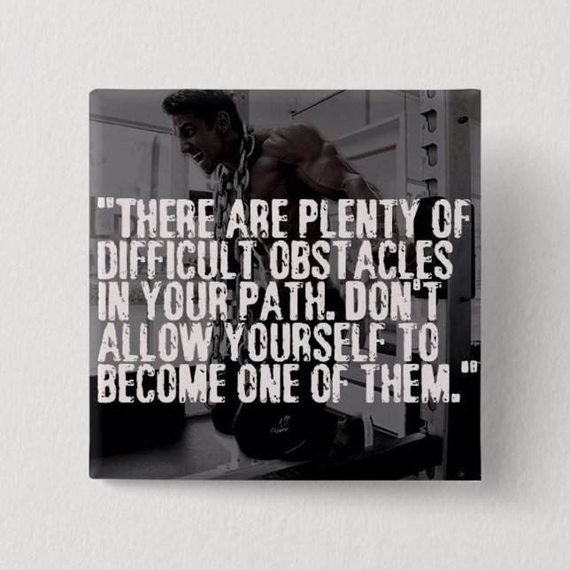Workout Inspirational Words - Obstacles 2 Inch Square Button (Front)