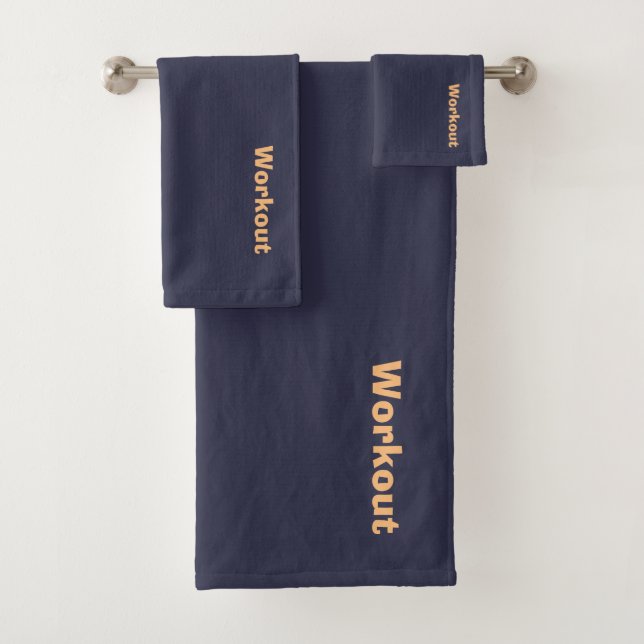 Workout Logo Navy  Bath Towel Set (Insitu)