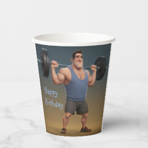 Workout Man Paper Cups