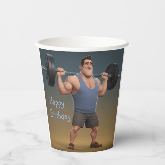 Workout Man Paper Cups (Front)