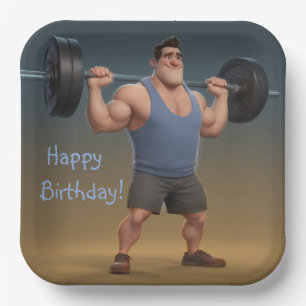 Workout Man Paper Plate