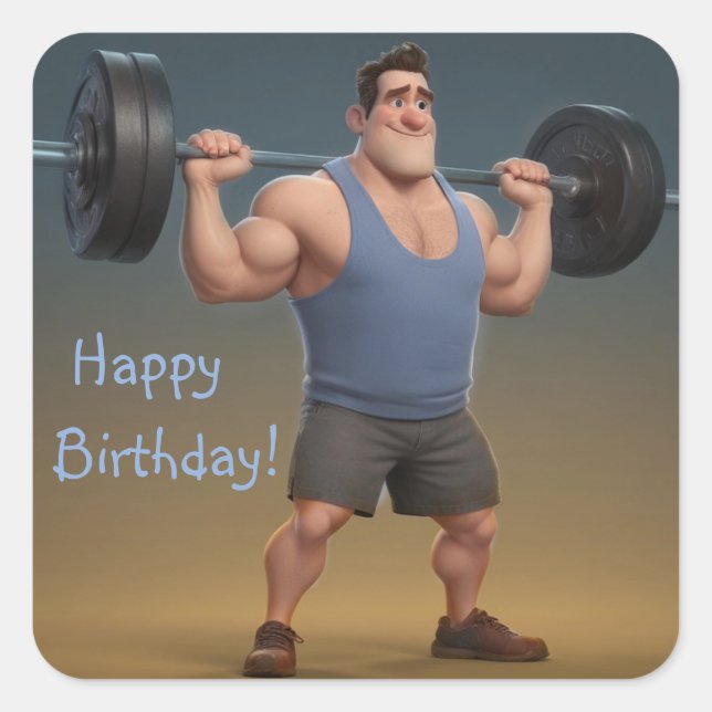 Workout Man Square Sticker (Front)