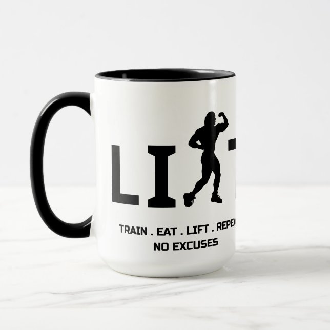 Workout Motivation Mug - LIFT and Train Hard  (Left)