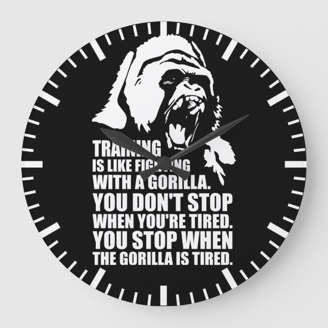 Workout Motivation - Training - Fighting A Gorilla Large Clock (Front)