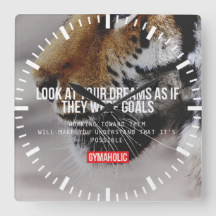 Workout Motivational Square Wall Clock