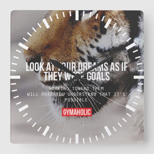 Workout Motivational Square Wall Clock (Front)