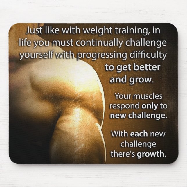 Workout Motivational Words - Challenge and Growth Mouse Pad (Front)