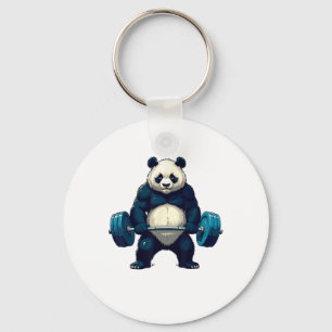Workout Panda Deadlifter Funny Gym Tee Lifting Mot Keychain
