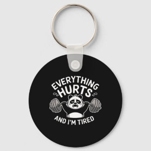 Workout Panda Everything Hurts Tired Funny Gym Gif Keychain