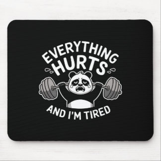 Workout Panda Everything Hurts Tired Funny Gym Gif Mouse Pad