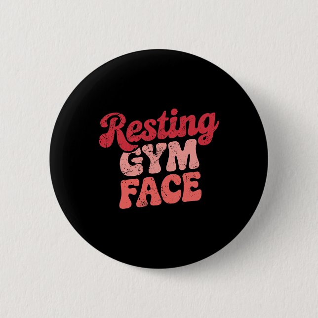 Workout Resting Gym Face Funny Weightlifting Motiv 2 Inch Round Button (Front)