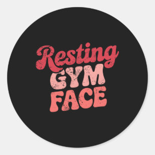 Workout Resting Gym Face Funny Weightlifting Motiv Classic Round Sticker