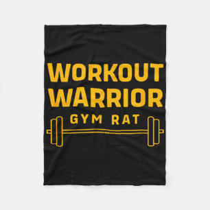 Workout Warrior Bodybuilding Funny Gym Rat  Fleece Blanket