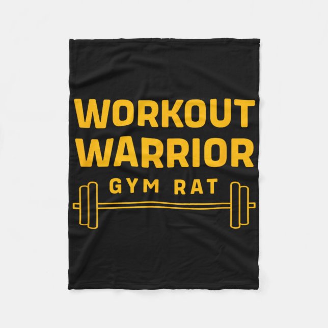 Workout Warrior Bodybuilding Funny Gym Rat  Fleece Blanket (Front)