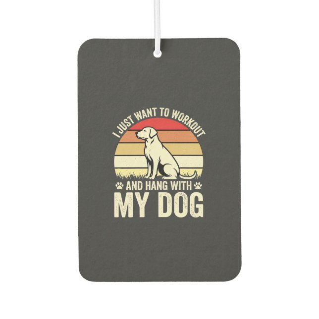 Workout With My Dog Retro Sunset Air Freshener (Front)