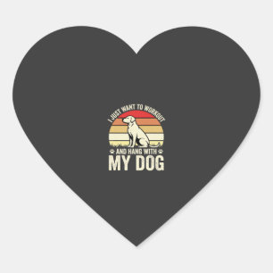 Workout With My Dog Retro Sunset Heart Sticker