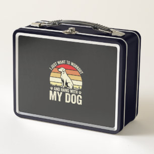 Workout With My Dog Retro Sunset Metal Lunch Box