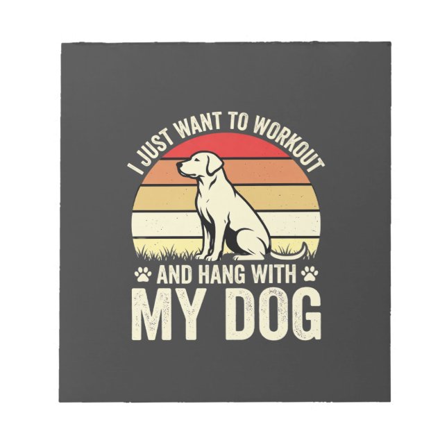 Workout With My Dog Retro Sunset Notepad (Front)