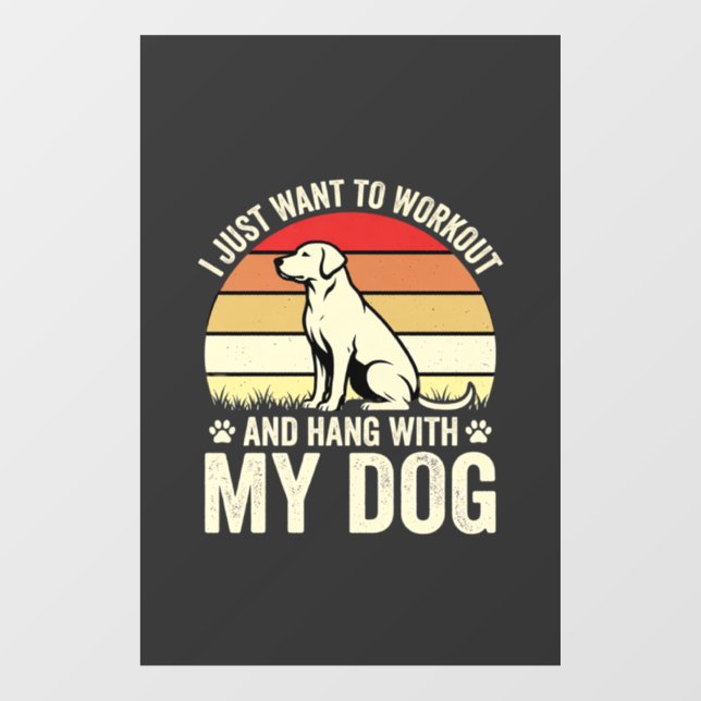 Workout With My Dog Retro Sunset Window Cling (Sheet)