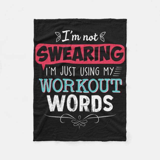 Workout Words Funny Joke Funny Gift Gym  Fleece Blanket (Front)