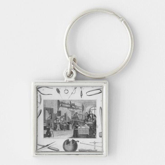 Workshop and main tools of jewellery, 1810 keychain (Front)