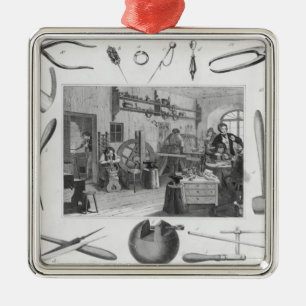 Workshop and main tools of jewellery, 1810 metal ornament