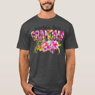 WORLD39S BEST GRANDMA Grandmother Vintage Pink Flo T-Shirt
