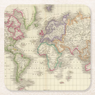 World 9 square paper coaster